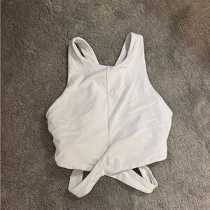 Athena White Cross-Back Crop Top - Women's Active Tank